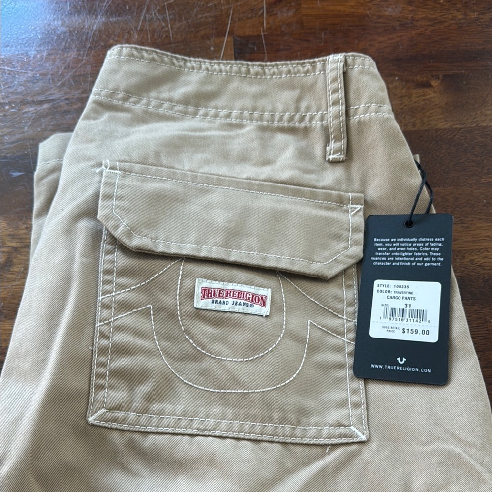 True Religion Tan Cargo Pants with Casual Style